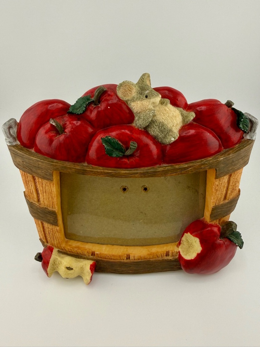Photo Frame Apple Basket With Mouse Country Farmhouse Rustic  Kitchen Decor - Picture 7 of 14